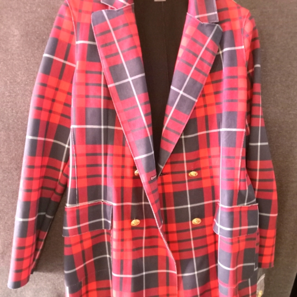 Peter Nygard  Black and Red Checkered Jacket
